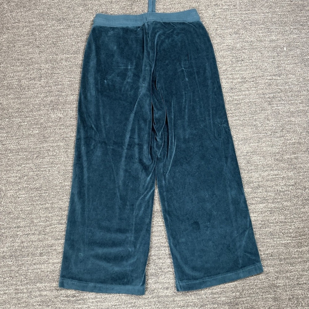 Pact Velour Lounge Set Women S/M Teal Full Zip Wide Leg Crop Cotton Organic - Picture 8 of 15